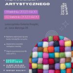 Plakat informujący o warsztatach rękodzieła artystycznego ,które odbędą się 1 i 2 kwietnia w MBP w Lesznie