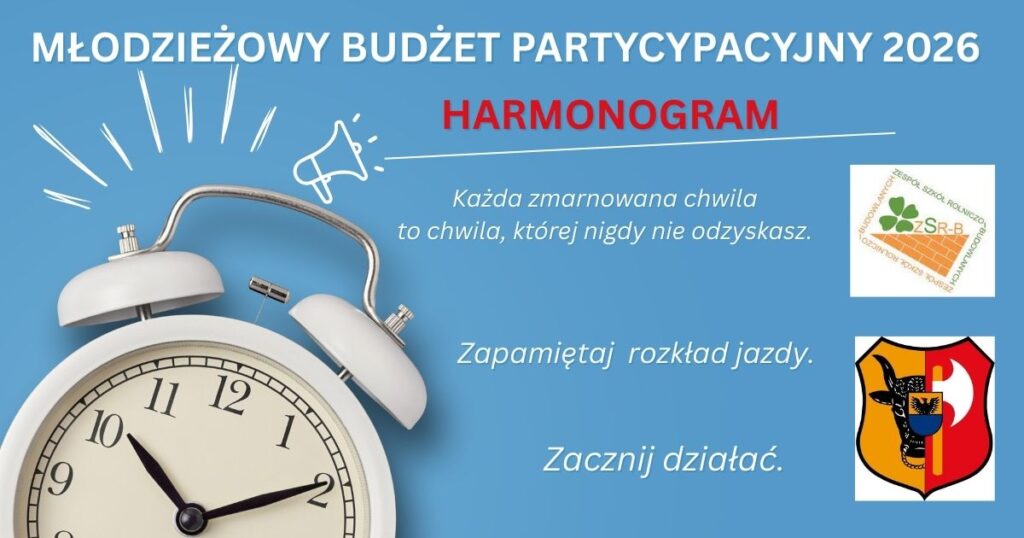 Młodzieżowy Budżet Partycypacyjny 2026. Harmonogram działań.